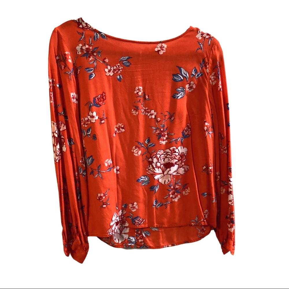 Floral orange long sleeved blouse